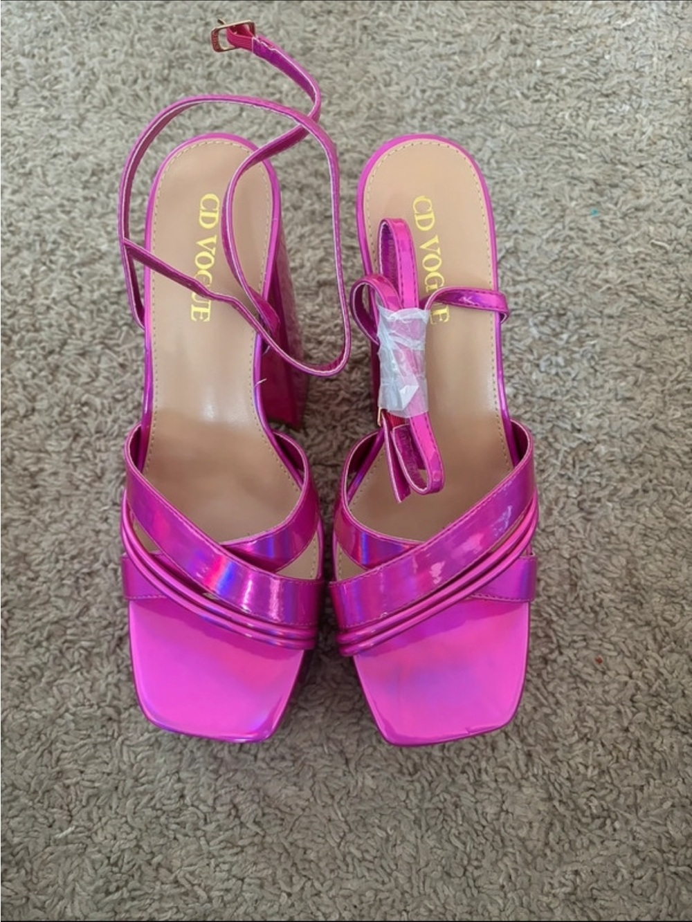 NWOT Barbie holographic pink platform heels - Picture 4 of 4